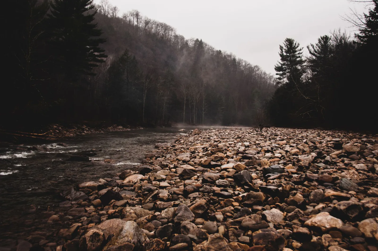 Clean river flowing through Pennsylvania forest