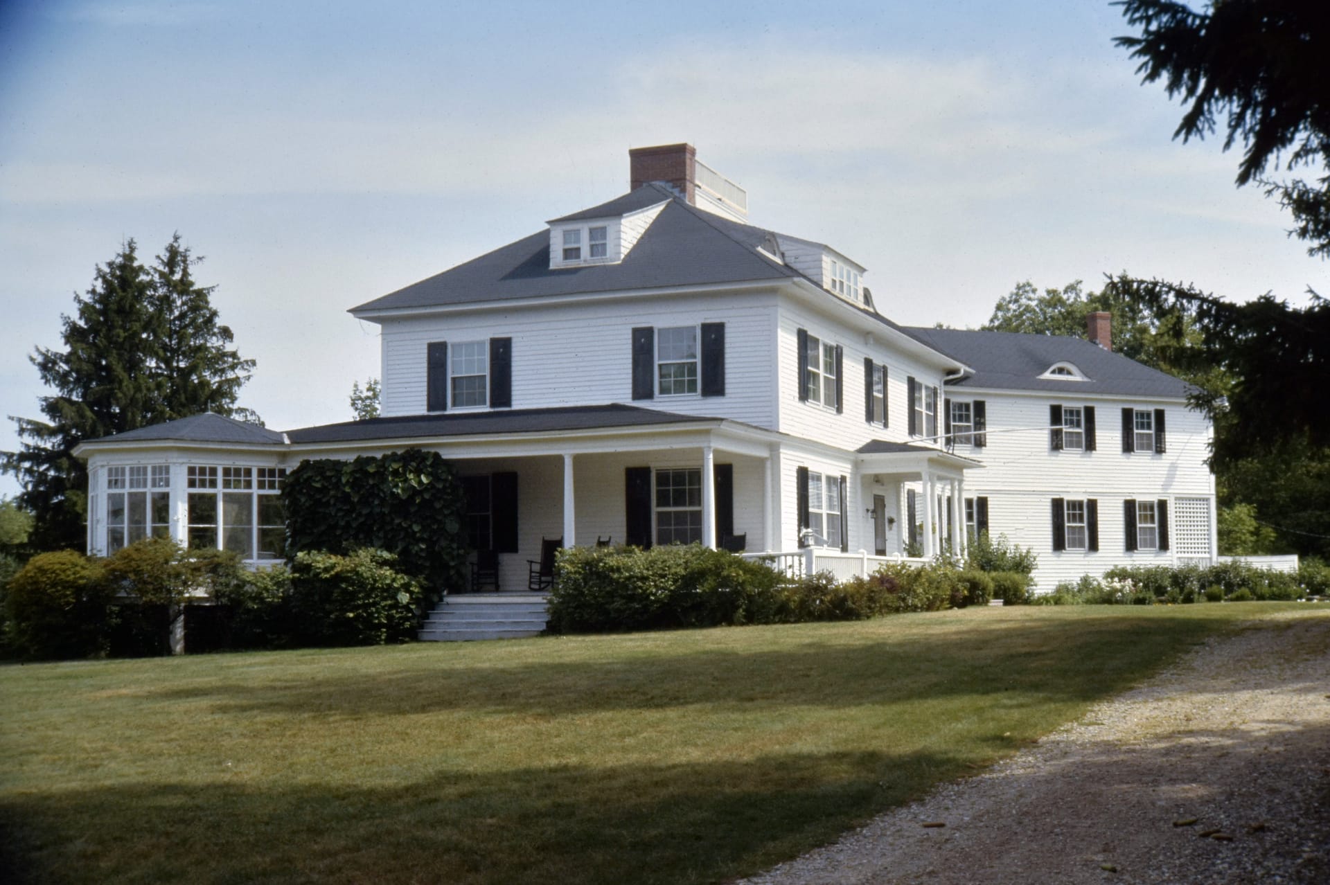 White farmhouse exterior architecture